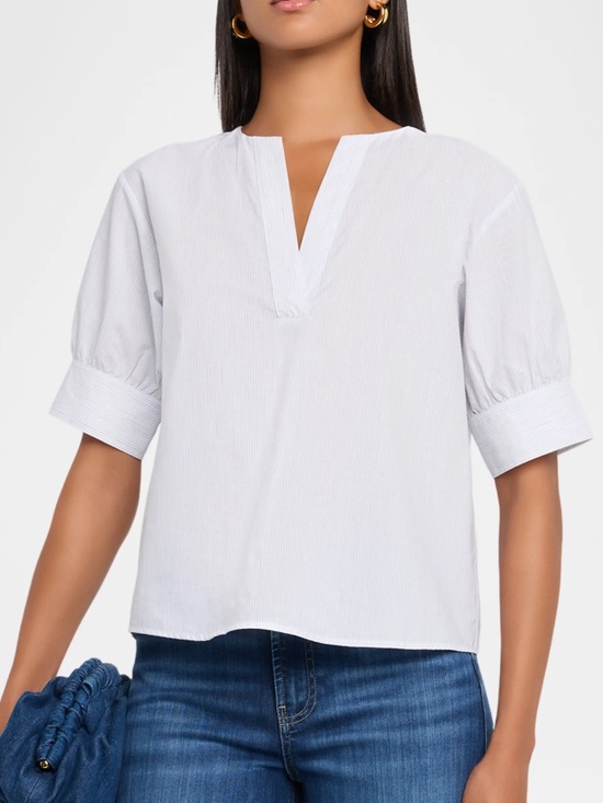 Frame Denim Tops - Frame V-neck Popover Short Sleeve Cotton Top Blouse Size XL EUC